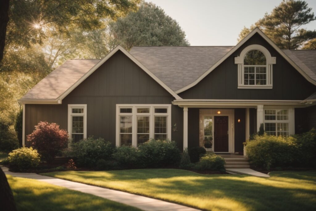 sunlit suburban home with tinted windows, saving energy
